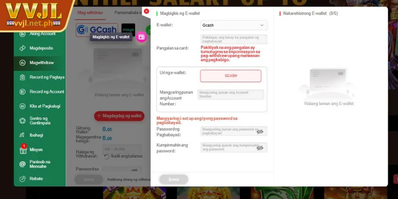 VVJL Withdrawal - Detailed Guide via GCash in Just a Few Minutes 2 Bind Withdrawal Account (Add GCash/Bank)